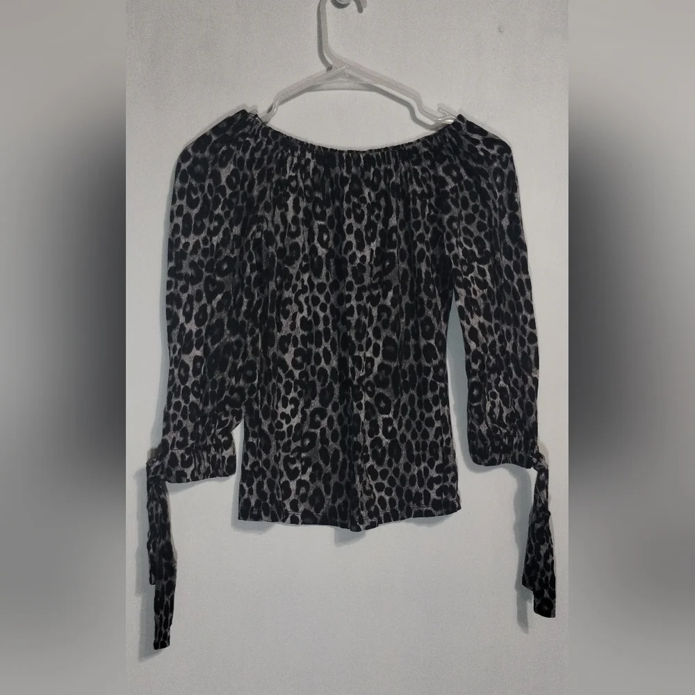 Michael Kors Black Leopard Print Blouse (XS)